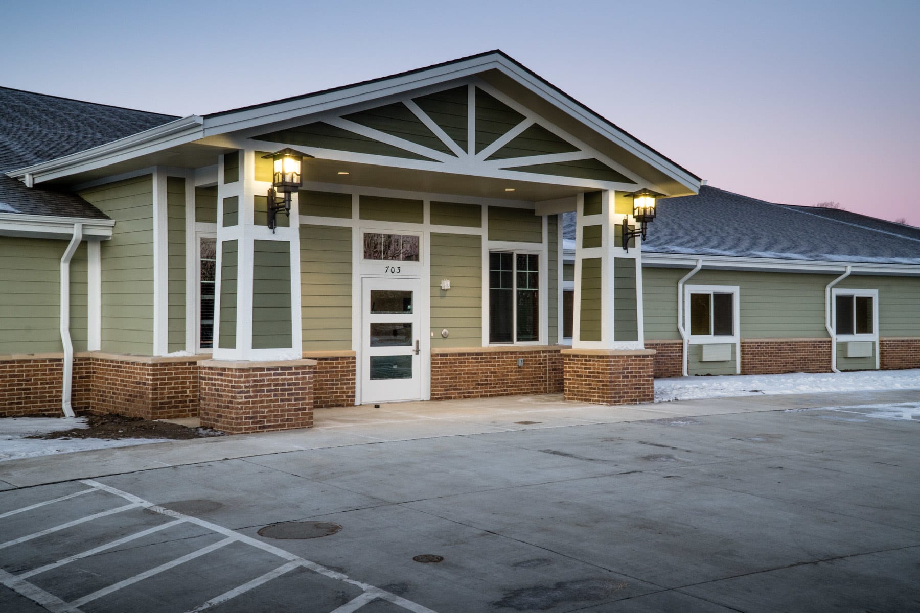 Hansen House Harlan community entrance