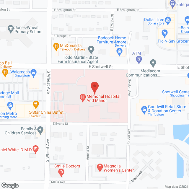 Memorial Hospital & Manor in google map