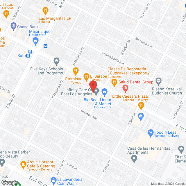 Infinity care of East Los Angeles in google map