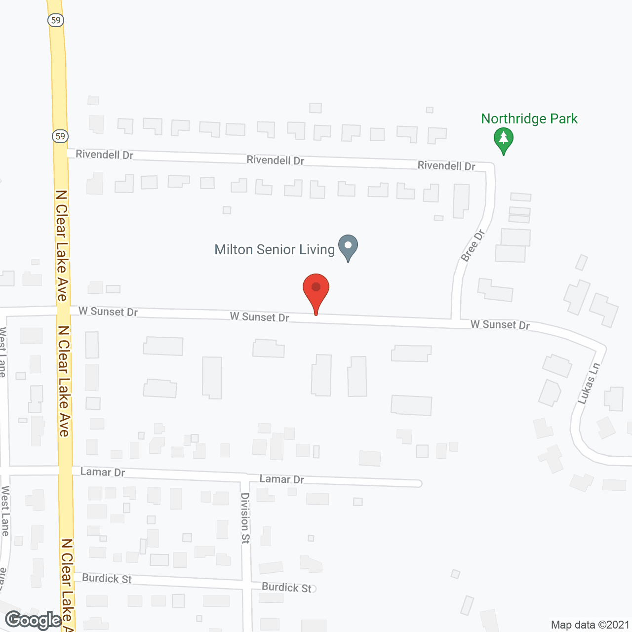 Milton Senior Living in google map