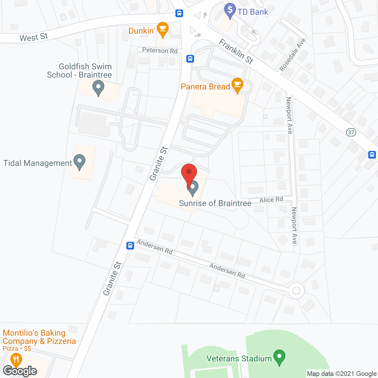 Sunrise of Braintree in google map