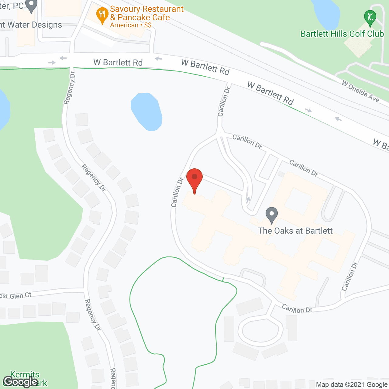 The Oaks at Bartlett, a CCRC in google map