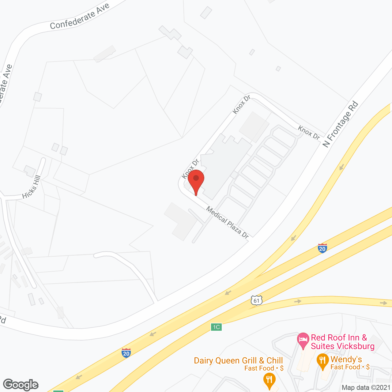 Vicksburg Medical Ctr Snf in google map