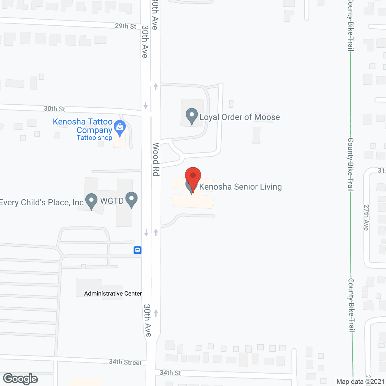 Kenosha Senior Living in google map