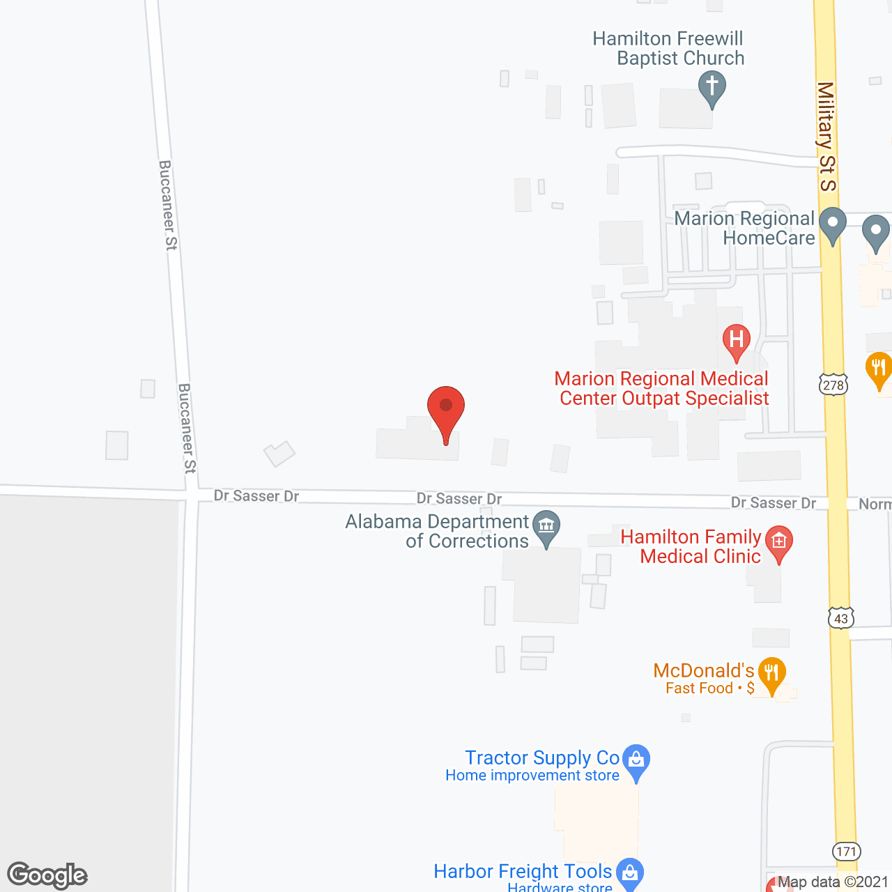 Hamilton Sunset Retirement Ctr in google map