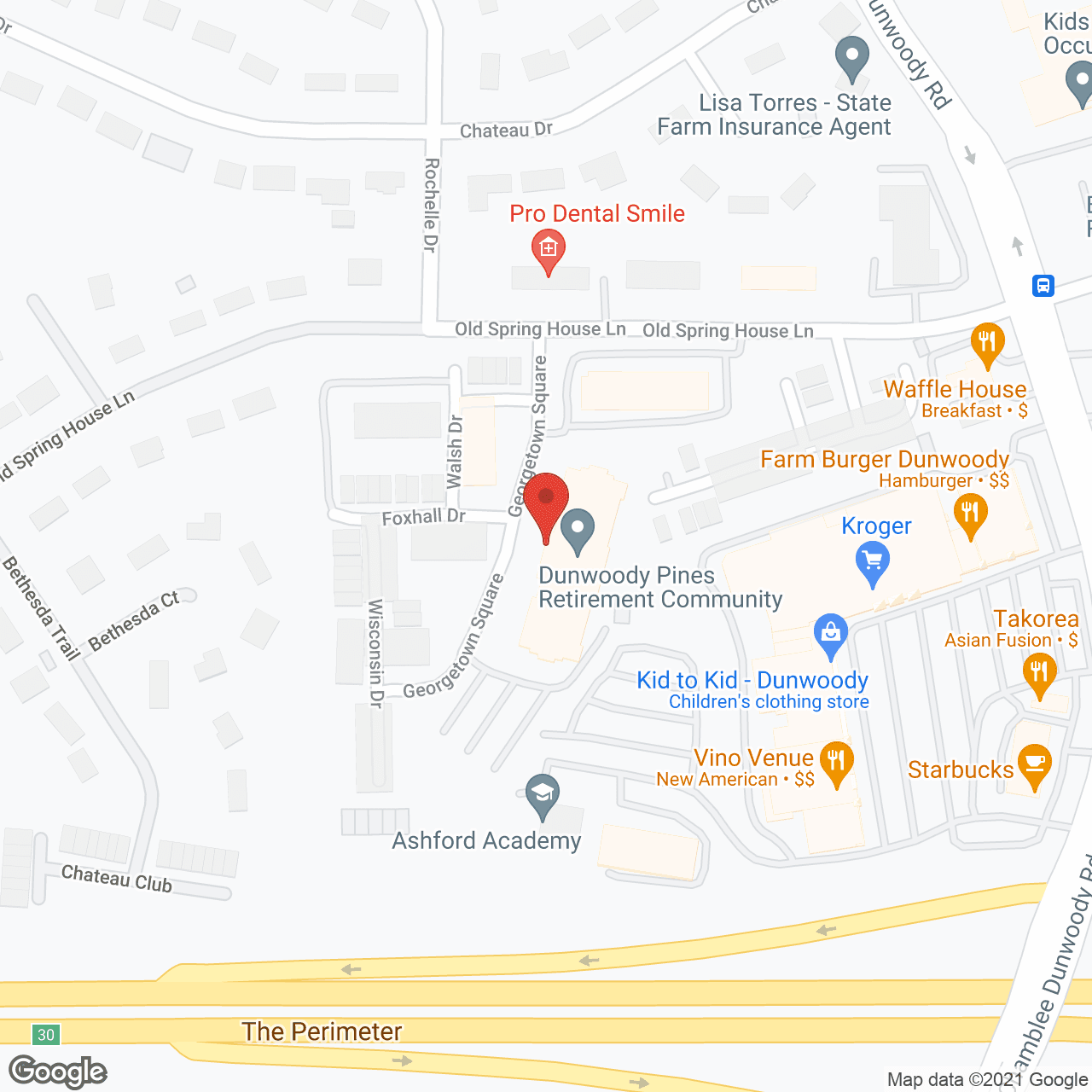 Dunwoody Pines Retirement Community in google map