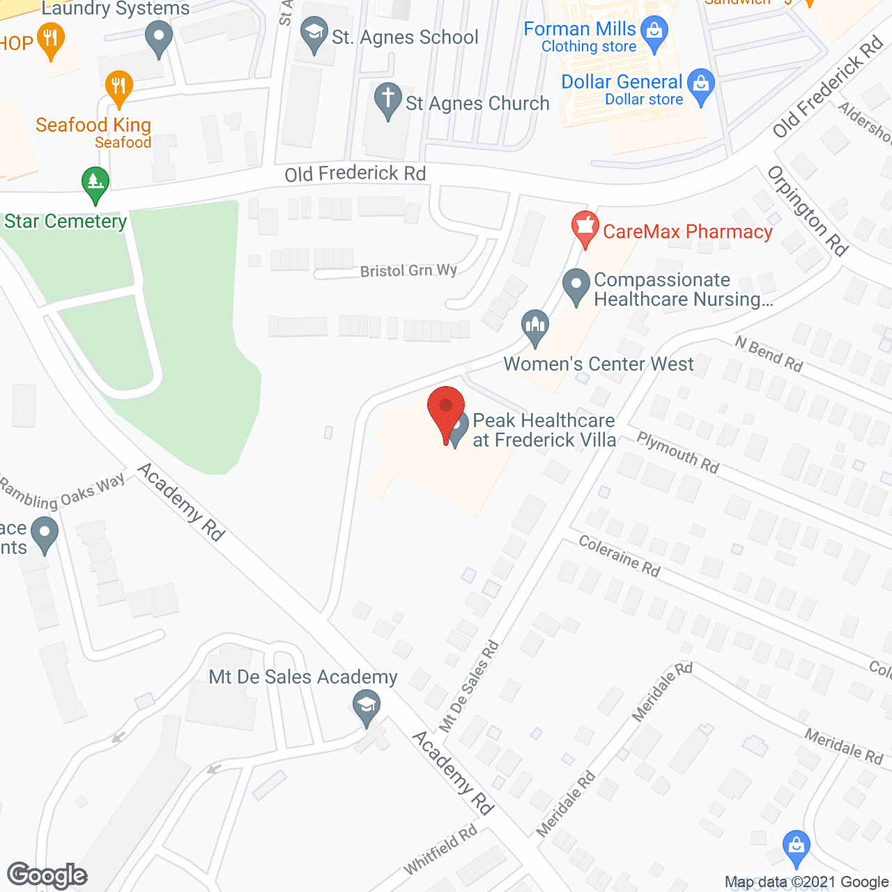 Frederick Villa Nursing Ctr in google map