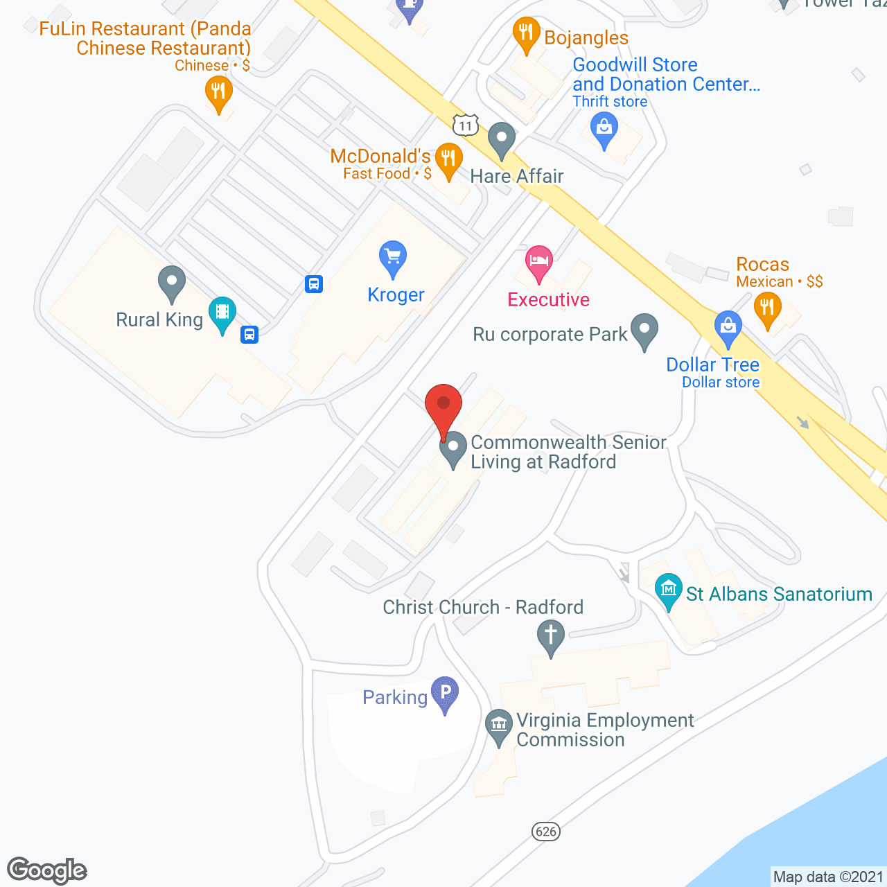 Commonwealth Senior Living at Radford in google map