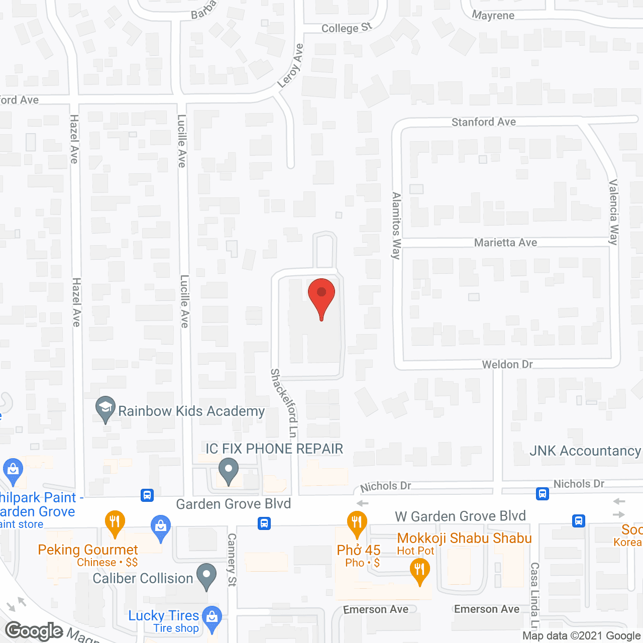 Garden Grove Convalescent Hospital in google map