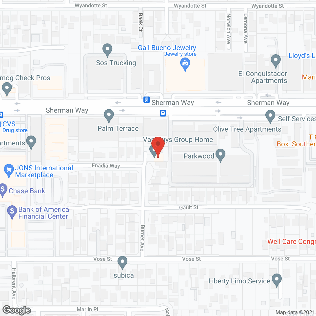 Van Nuys Group Home in google map